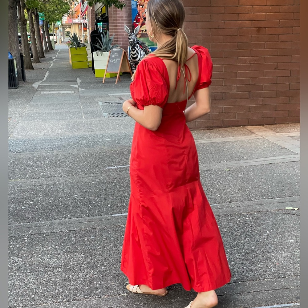 Abercrombie & Fitch Bold Red Midi Dress - Picture 2 of 6